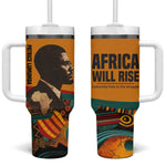 Patrice Lumumba Tumbler With Handle with Profile Portrait and Bold Africa Will Rise Statement - African Pride