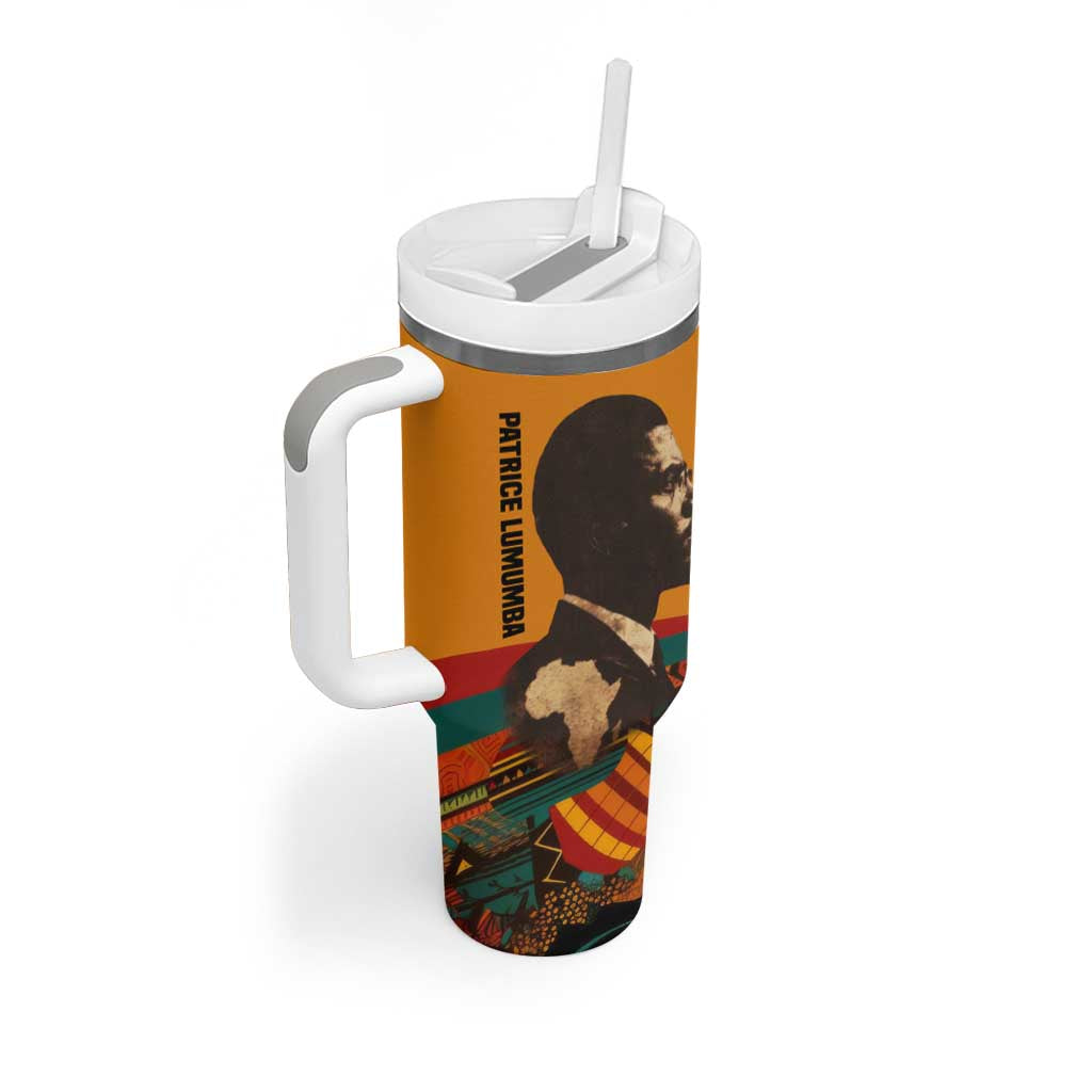 Patrice Lumumba Tumbler With Handle with Profile Portrait and Bold Africa Will Rise Statement - African Pride