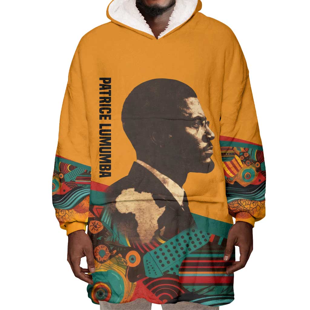 Patrice Lumumba Wearable Blanket Hoodie with Profile Portrait and Bold Africa Will Rise Statement - African Pride