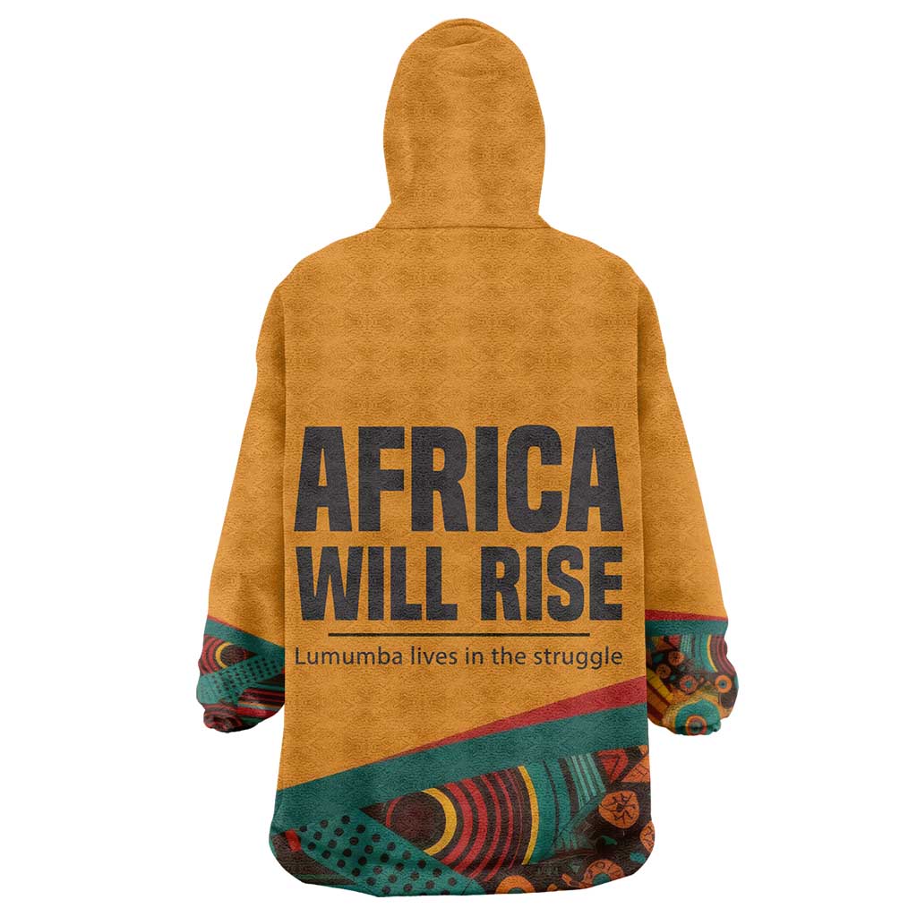 Patrice Lumumba Wearable Blanket Hoodie with Profile Portrait and Bold Africa Will Rise Statement - African Pride