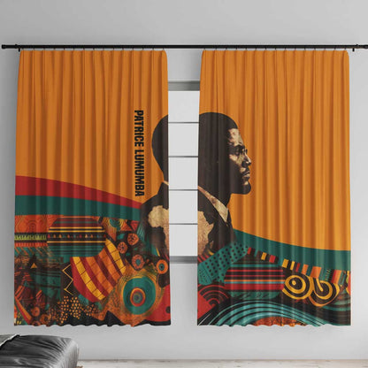 Patrice Lumumba Window Curtain with Profile Portrait and Bold Africa Will Rise Statement - African Pride