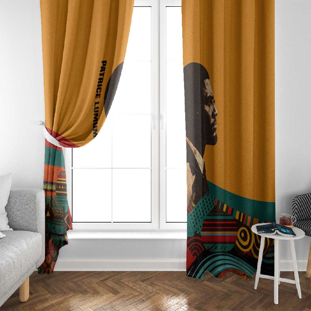 Patrice Lumumba Window Curtain with Profile Portrait and Bold Africa Will Rise Statement - African Pride