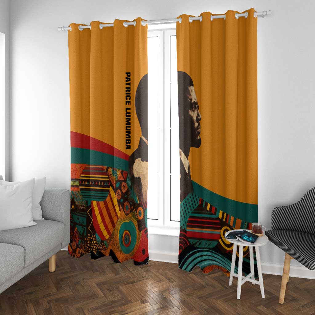 Patrice Lumumba Window Curtain with Profile Portrait and Bold Africa Will Rise Statement - African Pride