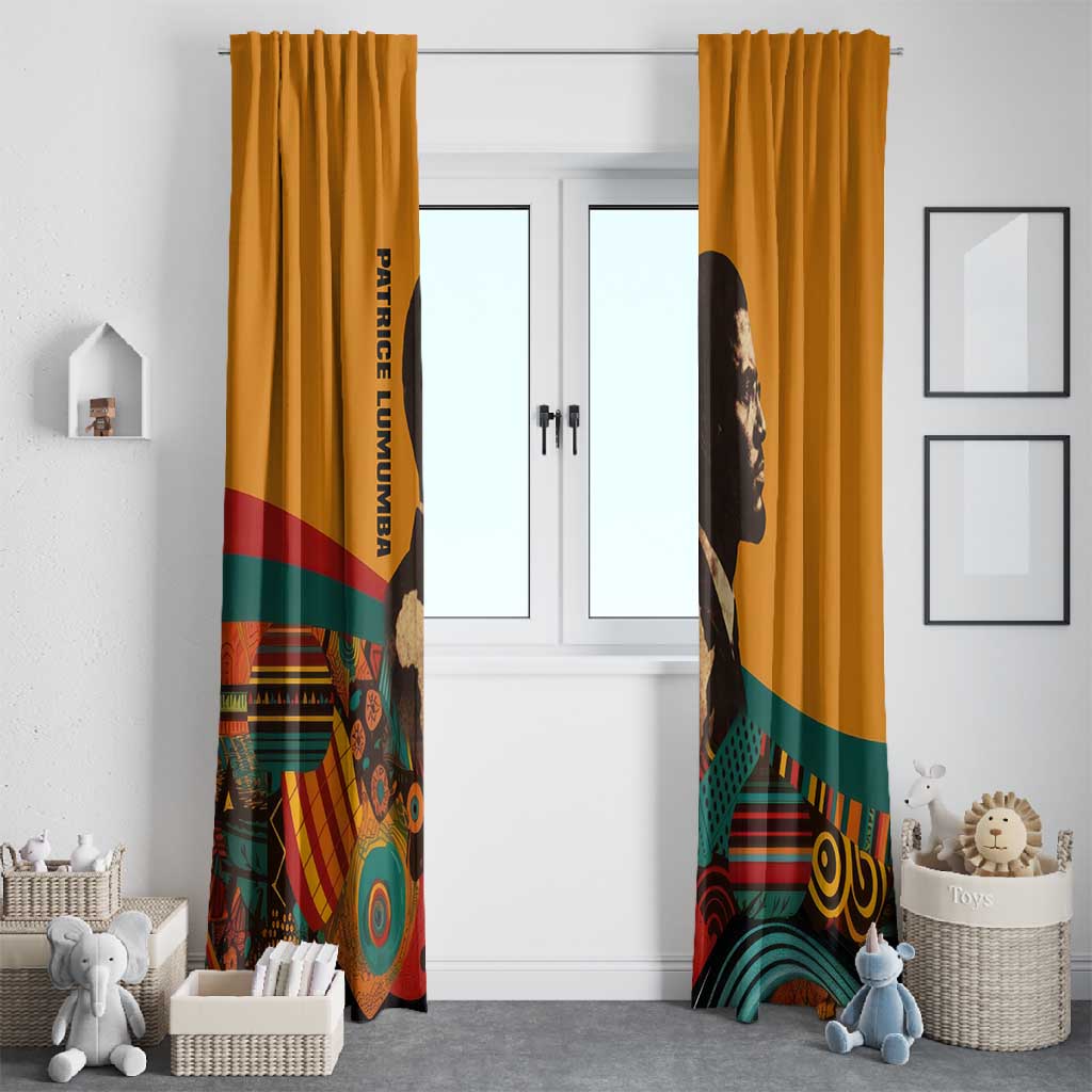 Patrice Lumumba Window Curtain with Profile Portrait and Bold Africa Will Rise Statement - African Pride