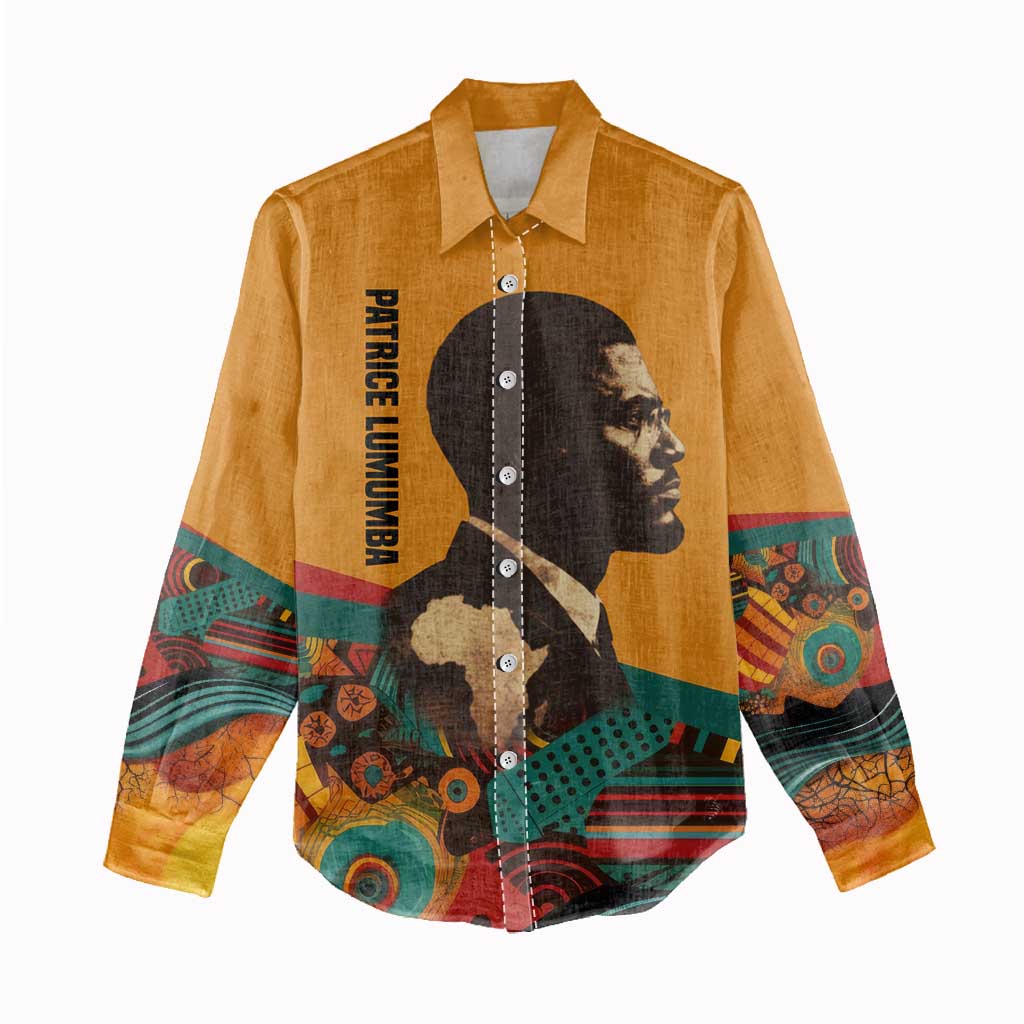 Patrice Lumumba Women Casual Shirt with Profile Portrait and Bold Africa Will Rise Statement - African Pride