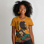 Patrice Lumumba Women V-Neck T-Shirt with Profile Portrait and Bold Africa Will Rise Statement - African Pride