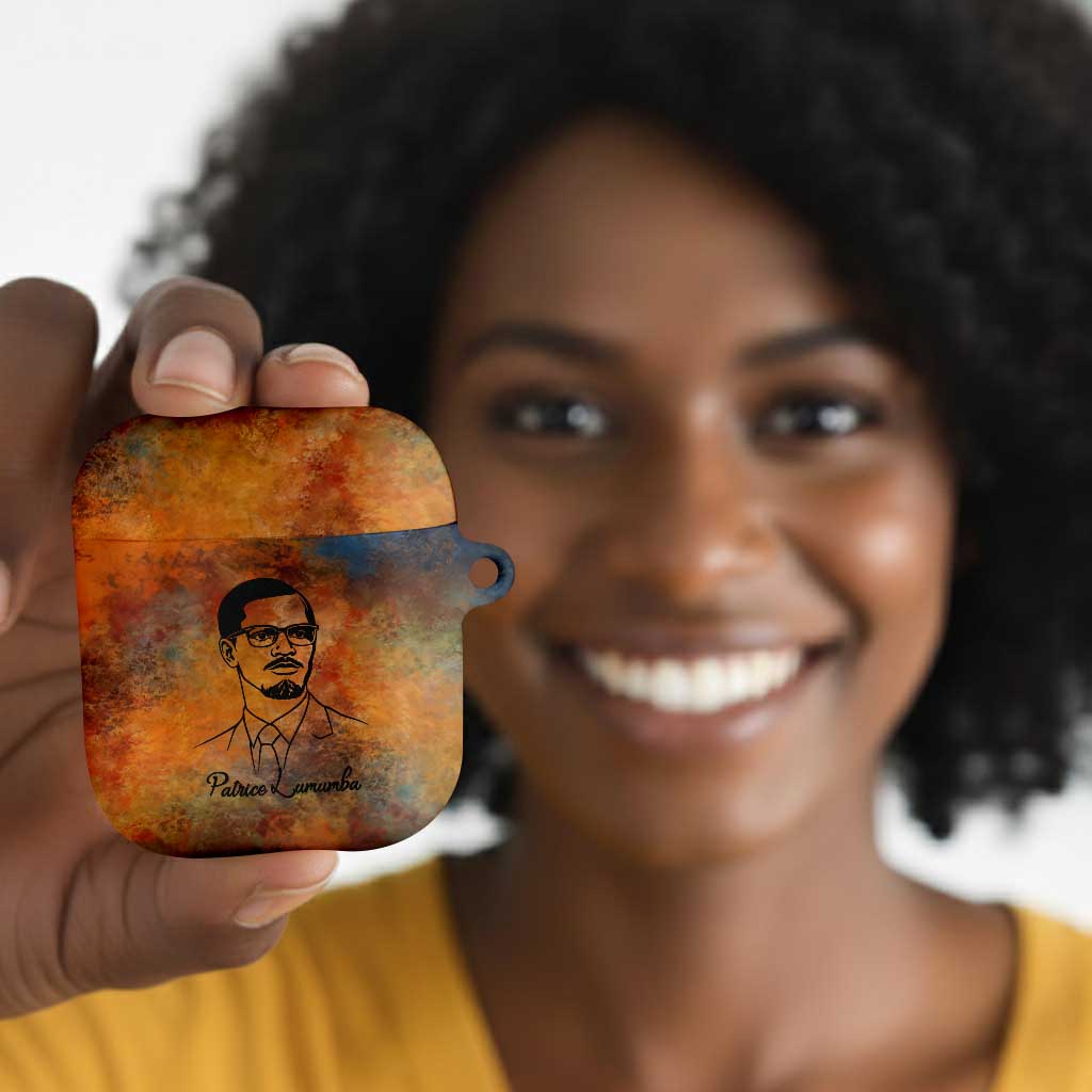 Patrice Lumumba AirPods Case with Line Art Portrait and Truth Cannot Be Killed Inspirational Quote - African Pride
