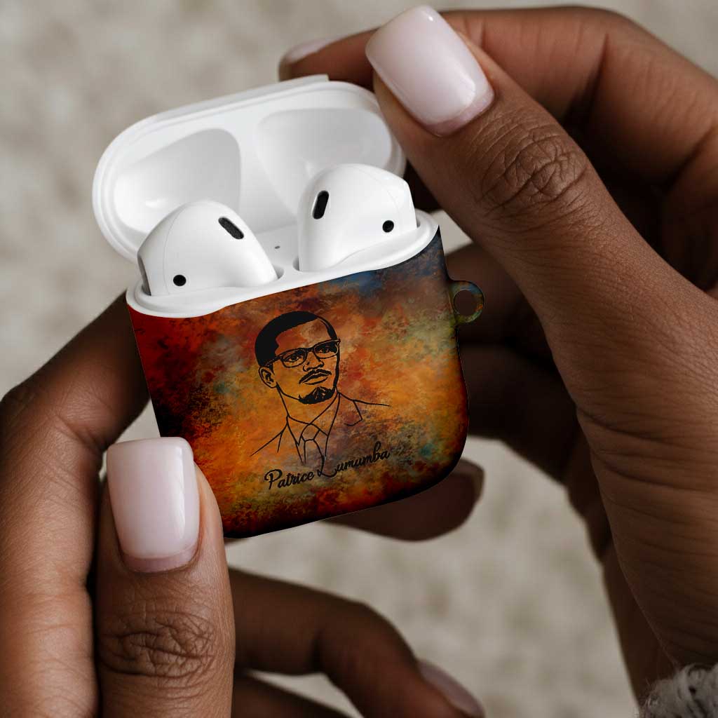 Patrice Lumumba AirPods Case with Line Art Portrait and Truth Cannot Be Killed Inspirational Quote - African Pride