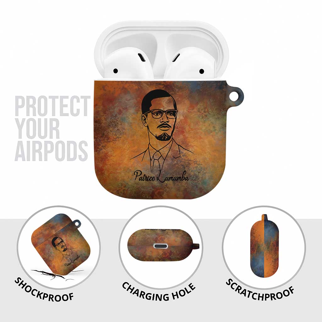 Patrice Lumumba AirPods Case with Line Art Portrait and Truth Cannot Be Killed Inspirational Quote - African Pride