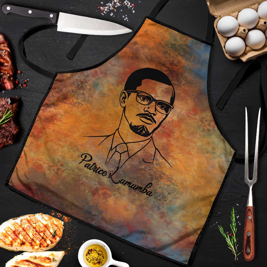 Patrice Lumumba Apron with Line Art Portrait and Truth Cannot Be Killed Inspirational Quote - African Pride