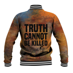 Patrice Lumumba Baseball Jacket with Line Art Portrait and Truth Cannot Be Killed Inspirational Quote - African Pride