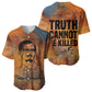 Patrice Lumumba Baseball Jersey with Line Art Portrait and Truth Cannot Be Killed Inspirational Quote - African Pride