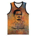 Patrice Lumumba Basketball Jersey with Line Art Portrait and Truth Cannot Be Killed Inspirational Quote - African Pride
