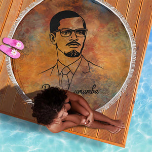Patrice Lumumba Beach Blanket with Line Art Portrait and Truth Cannot Be Killed Inspirational Quote - African Pride
