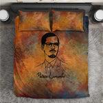 Patrice Lumumba Bedding Set with Line Art Portrait and Truth Cannot Be Killed Inspirational Quote - African Pride
