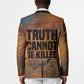 Patrice Lumumba Blazer with Line Art Portrait and Truth Cannot Be Killed Inspirational Quote - African Pride