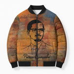 Patrice Lumumba Bomber Puffer Jacket with Line Art Portrait and Truth Cannot Be Killed Inspirational Quote - African Pride