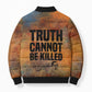 Patrice Lumumba Bomber Puffer Jacket with Line Art Portrait and Truth Cannot Be Killed Inspirational Quote - African Pride
