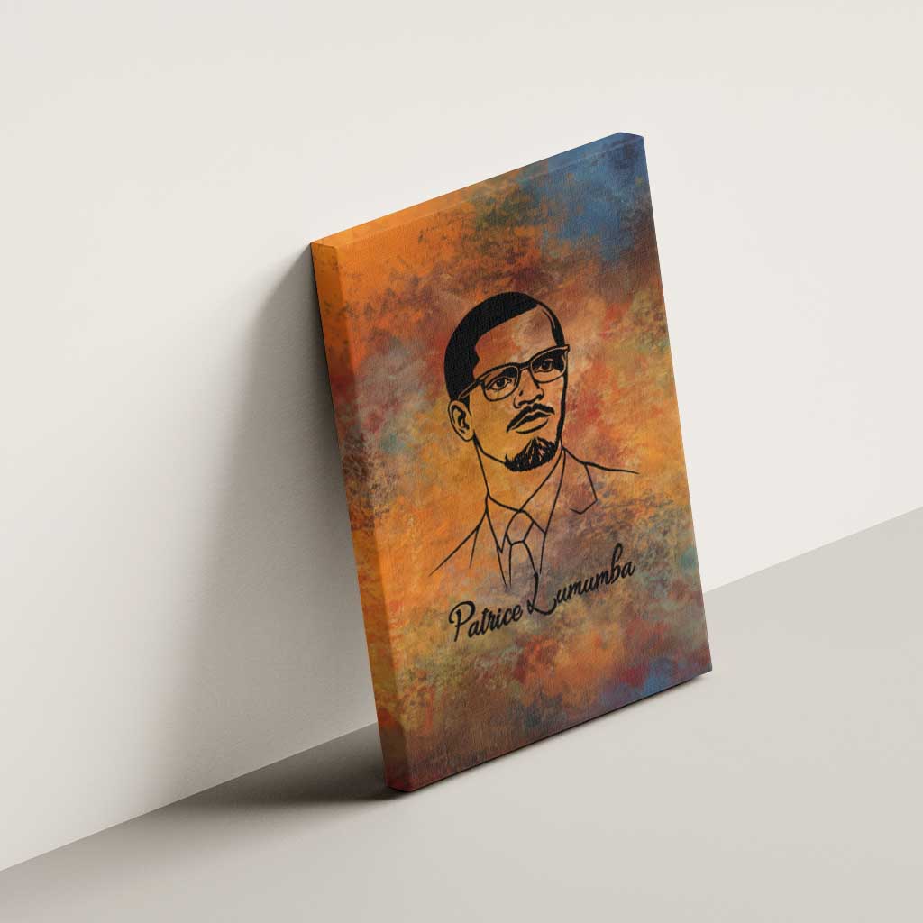 Patrice Lumumba Canvas Wall Art with Line Art Portrait and Truth Cannot Be Killed Inspirational Quote - African Pride