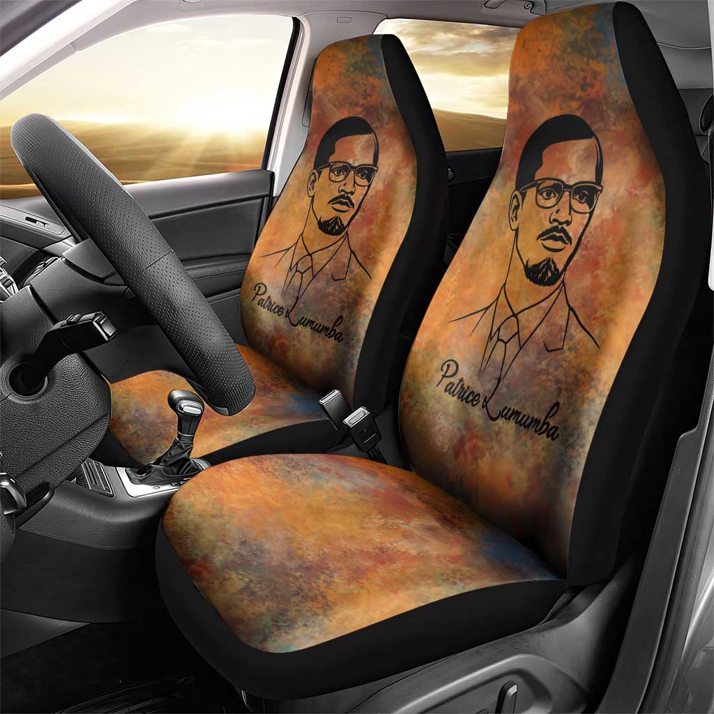 Patrice Lumumba Car Seat Cover with Line Art Portrait and Truth Cannot Be Killed Inspirational Quote - African Pride