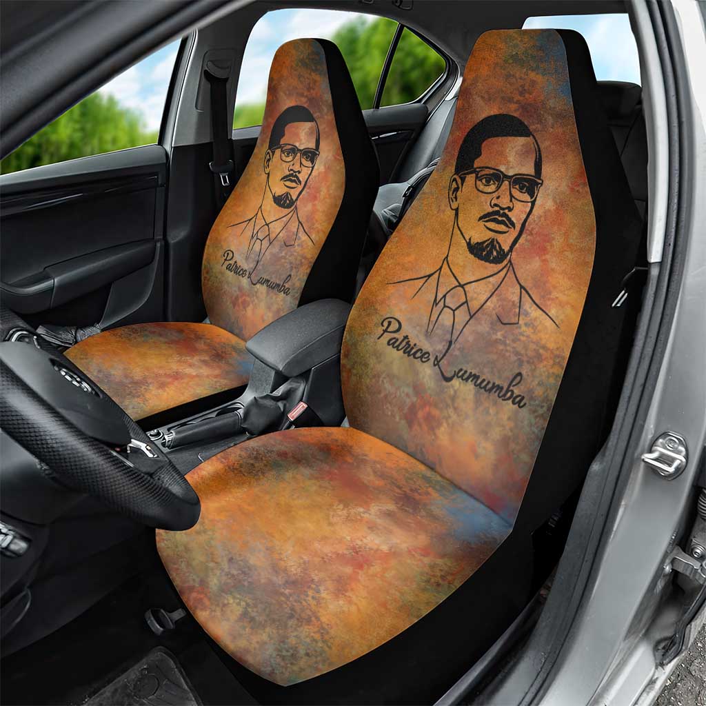 Patrice Lumumba Car Seat Cover with Line Art Portrait and Truth Cannot Be Killed Inspirational Quote - African Pride