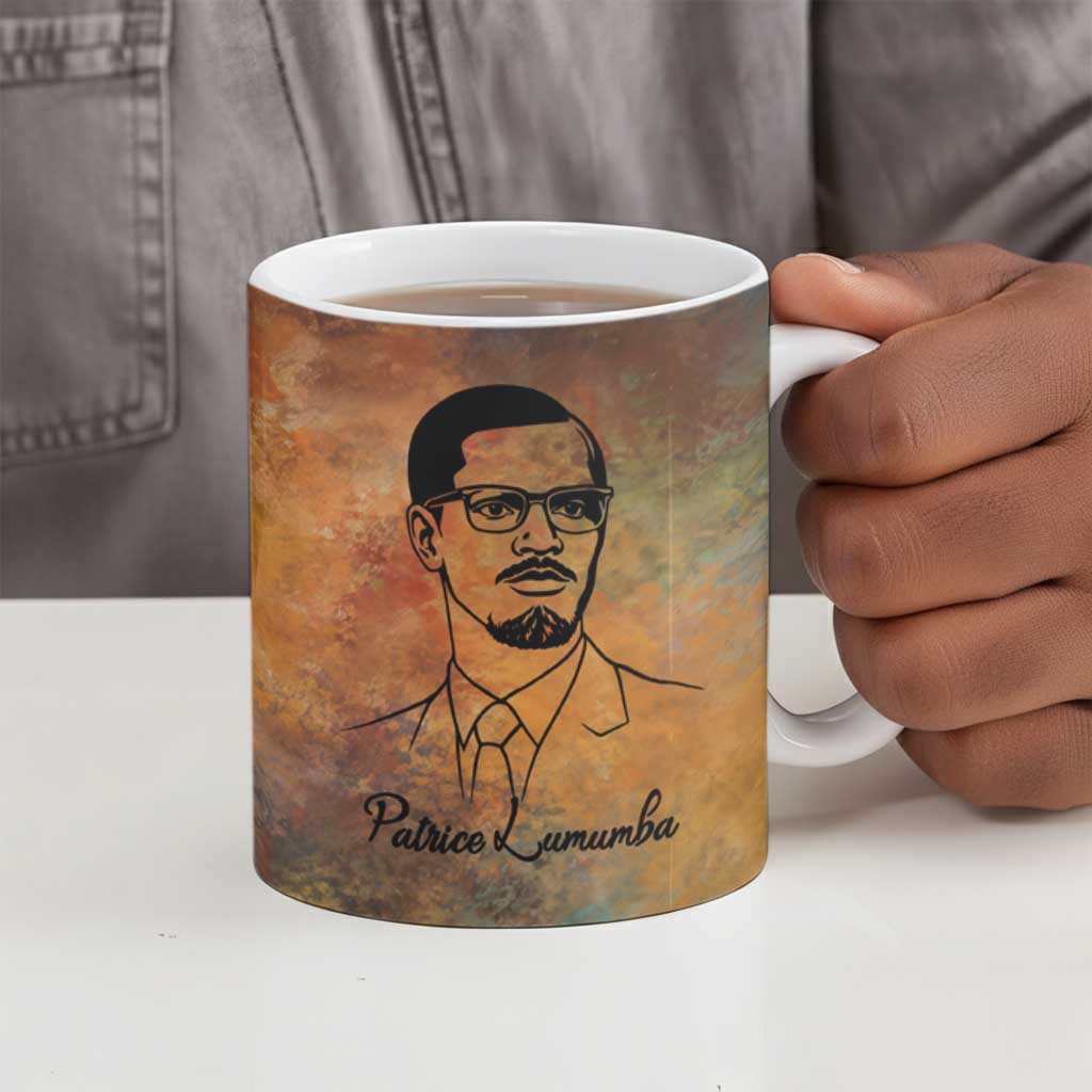 Patrice Lumumba Ceramic Mug with Line Art Portrait and Truth Cannot Be Killed Inspirational Quote - African Pride