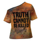 Patrice Lumumba Cross Shoulder Shirt with Line Art Portrait and Truth Cannot Be Killed Inspirational Quote - African Pride