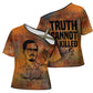 Patrice Lumumba Cross Shoulder Shirt with Line Art Portrait and Truth Cannot Be Killed Inspirational Quote - African Pride