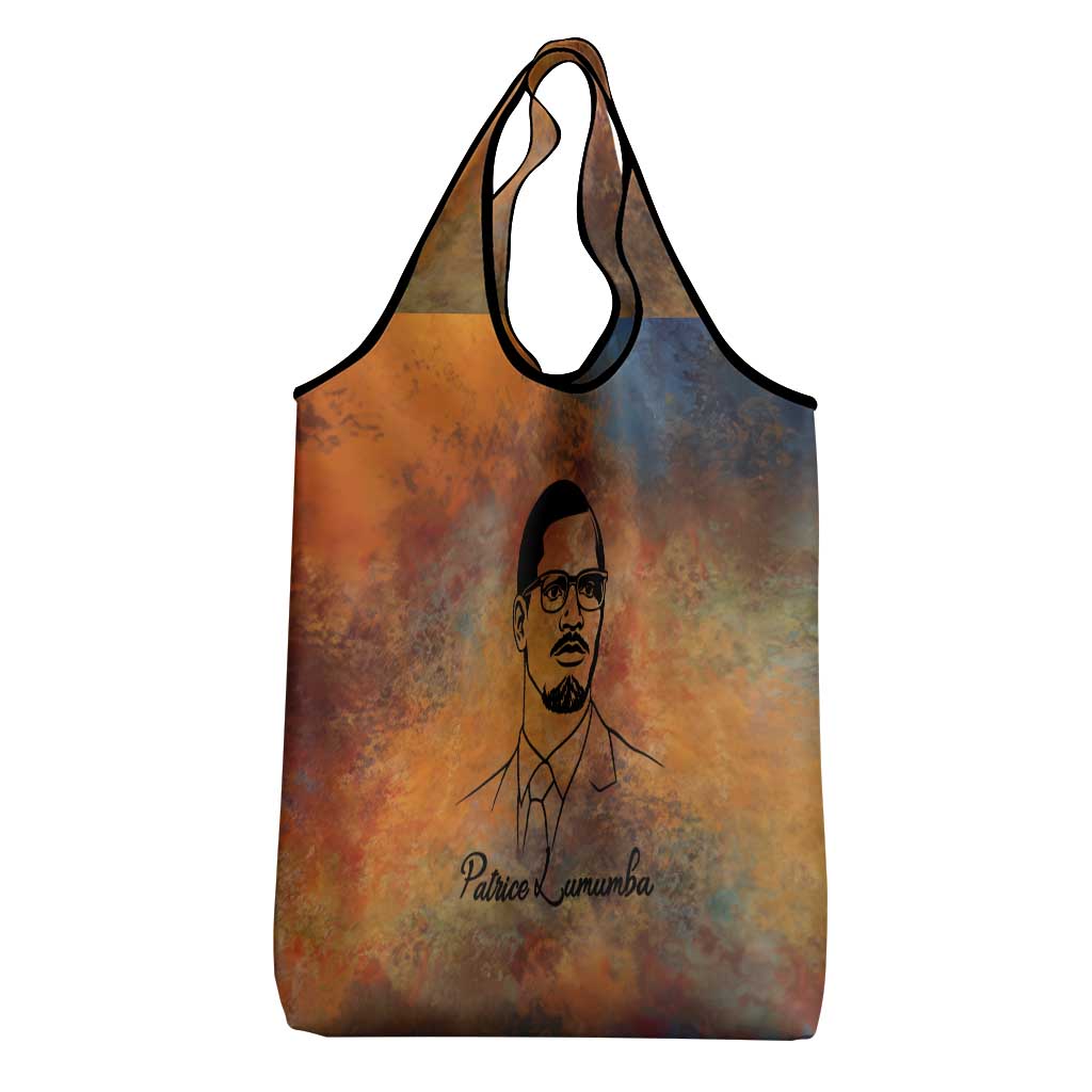 Patrice Lumumba Grocery Bag with Line Art Portrait and Truth Cannot Be Killed Inspirational Quote - African Pride