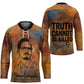 Patrice Lumumba Hockey Jersey with Line Art Portrait and Truth Cannot Be Killed Inspirational Quote - African Pride
