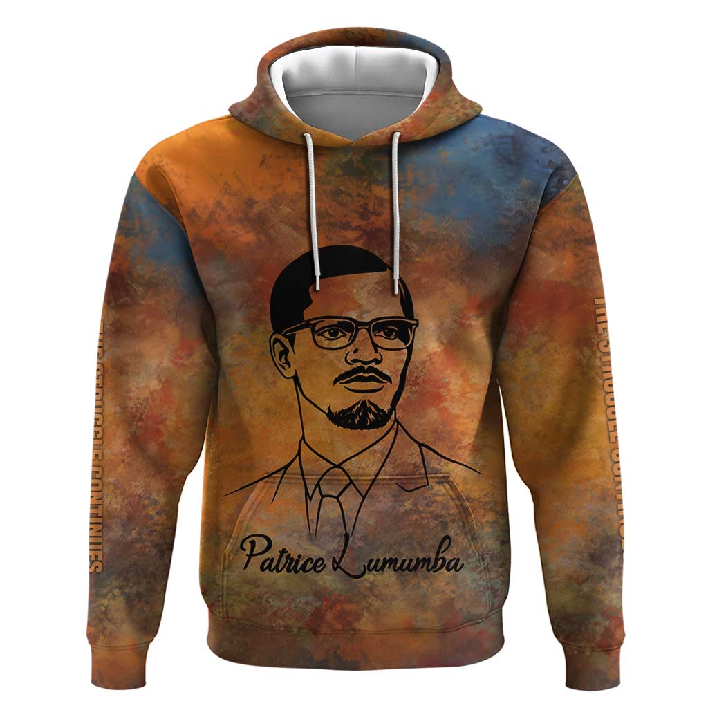 Patrice Lumumba Hoodie with Line Art Portrait and Truth Cannot Be Killed Inspirational Quote - African Pride
