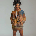 Patrice Lumumba Hoodie Dress with Line Art Portrait and Truth Cannot Be Killed Inspirational Quote - African Pride