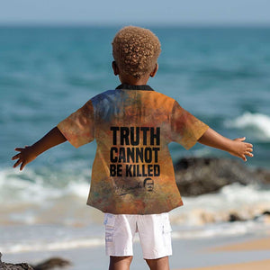Patrice Lumumba Kid Hawaiian Shirt with Line Art Portrait and Truth Cannot Be Killed Inspirational Quote - African Pride