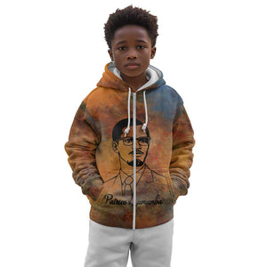 Patrice Lumumba Kid Hoodie with Line Art Portrait and Truth Cannot Be Killed Inspirational Quote - African Pride