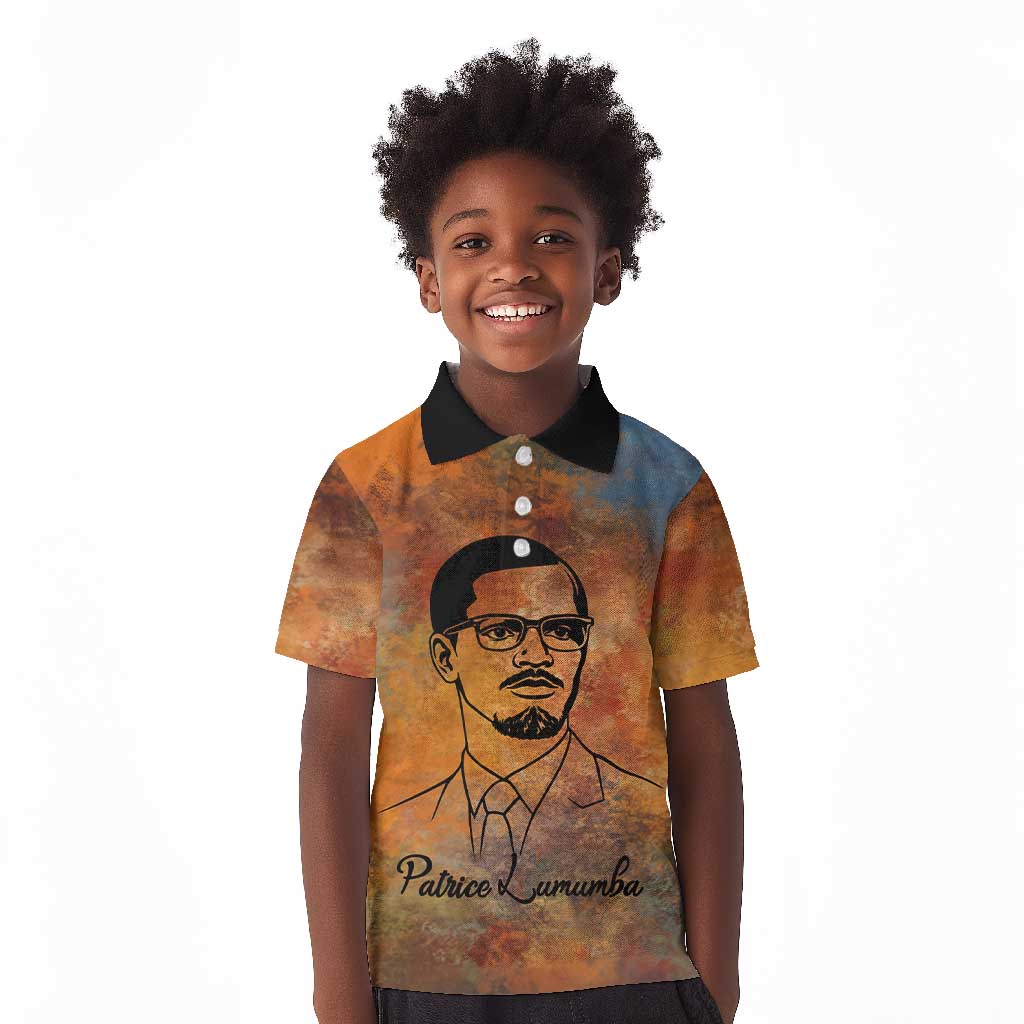 Patrice Lumumba Kid Polo Shirt with Line Art Portrait and Truth Cannot Be Killed Inspirational Quote - African Pride
