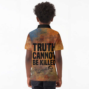 Patrice Lumumba Kid Polo Shirt with Line Art Portrait and Truth Cannot Be Killed Inspirational Quote - African Pride
