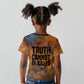 Patrice Lumumba Kid T shirt with Line Art Portrait and Truth Cannot Be Killed Inspirational Quote - African Pride