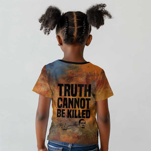 Patrice Lumumba Kid T shirt with Line Art Portrait and Truth Cannot Be Killed Inspirational Quote - African Pride