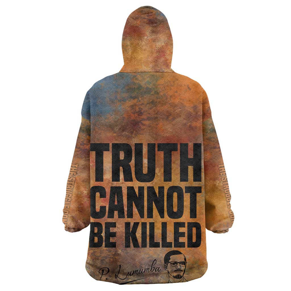 Patrice Lumumba Kid Wearable Blanket Hoodie with Line Art Portrait and Truth Cannot Be Killed Inspirational Quote - African Pride