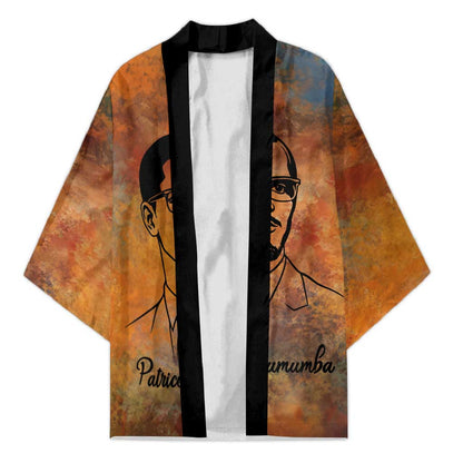 Patrice Lumumba Kimono with Line Art Portrait and Truth Cannot Be Killed Inspirational Quote - African Pride