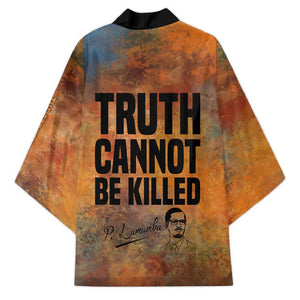 Patrice Lumumba Kimono with Line Art Portrait and Truth Cannot Be Killed Inspirational Quote - African Pride