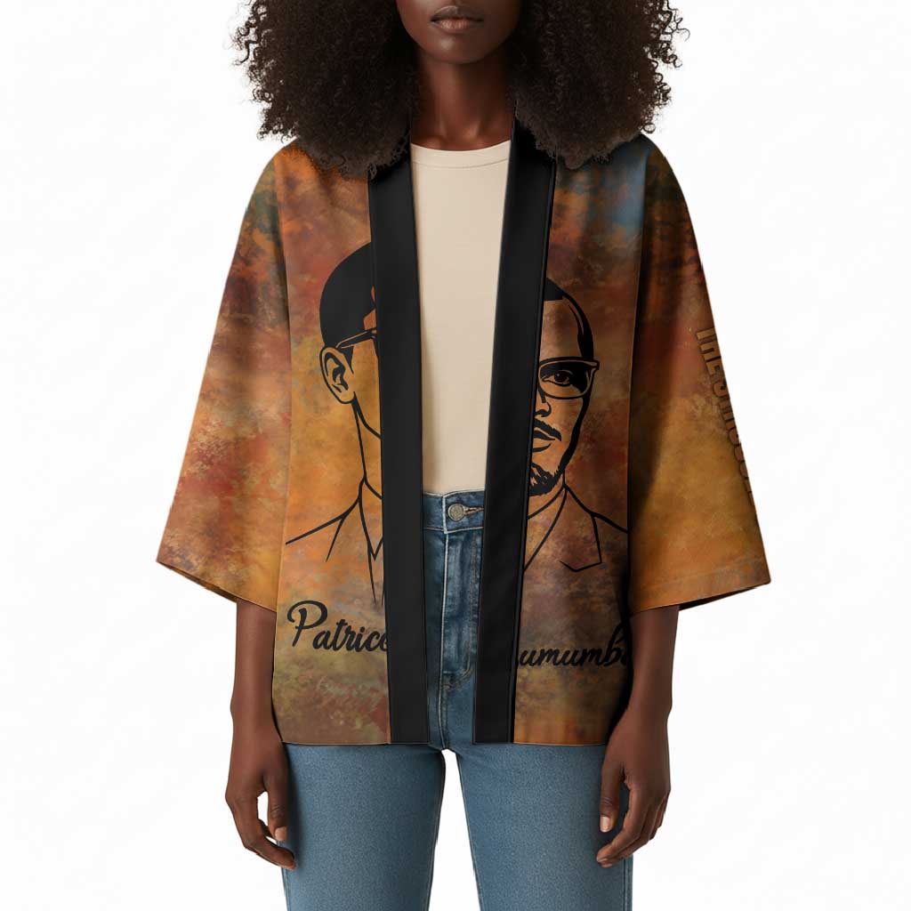 Patrice Lumumba Kimono with Line Art Portrait and Truth Cannot Be Killed Inspirational Quote - African Pride