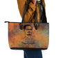 Patrice Lumumba Leather Tote Bag with Line Art Portrait and Truth Cannot Be Killed Inspirational Quote - African Pride