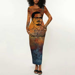 Patrice Lumumba Long Sleeve Bodycon Dress with Line Art Portrait and Truth Cannot Be Killed Inspirational Quote - African Pride