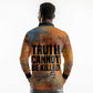 Patrice Lumumba Long Sleeve Polo Shirt with Line Art Portrait and Truth Cannot Be Killed Inspirational Quote - African Pride