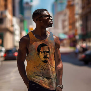 Patrice Lumumba Men Tank Top with Line Art Portrait and Truth Cannot Be Killed Inspirational Quote - African Pride