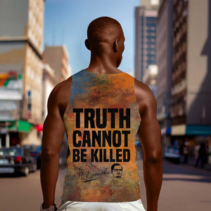 Patrice Lumumba Men Tank Top with Line Art Portrait and Truth Cannot Be Killed Inspirational Quote - African Pride