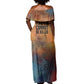 Patrice Lumumba Off Shoulder Maxi Dress with Line Art Portrait and Truth Cannot Be Killed Inspirational Quote - African Pride