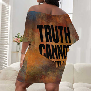 Patrice Lumumba Off Shoulder Short Dress with Line Art Portrait and Truth Cannot Be Killed Inspirational Quote - African Pride