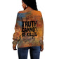 Patrice Lumumba Off Shoulder Sweater with Line Art Portrait and Truth Cannot Be Killed Inspirational Quote - African Pride